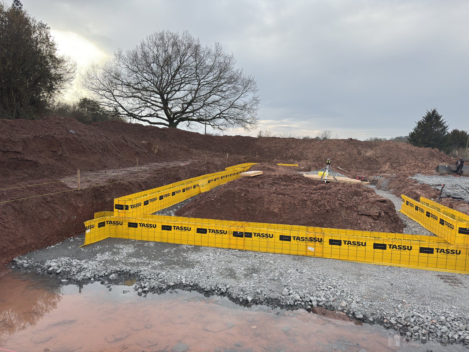 Lammi Tassu ICF foundation formwork in rural Herefordshire landscape by APMBuild near Ledbury